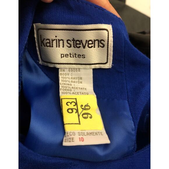 Karin Stevens VINTAGE 90's Blue Embroidered dress, looks like 2 piece size 10p - Picture 8 of 12